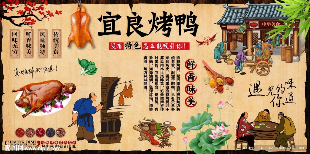 宜良烤鸭背景墙