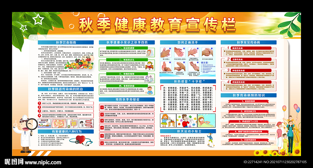 秋季健康知识宣传展板