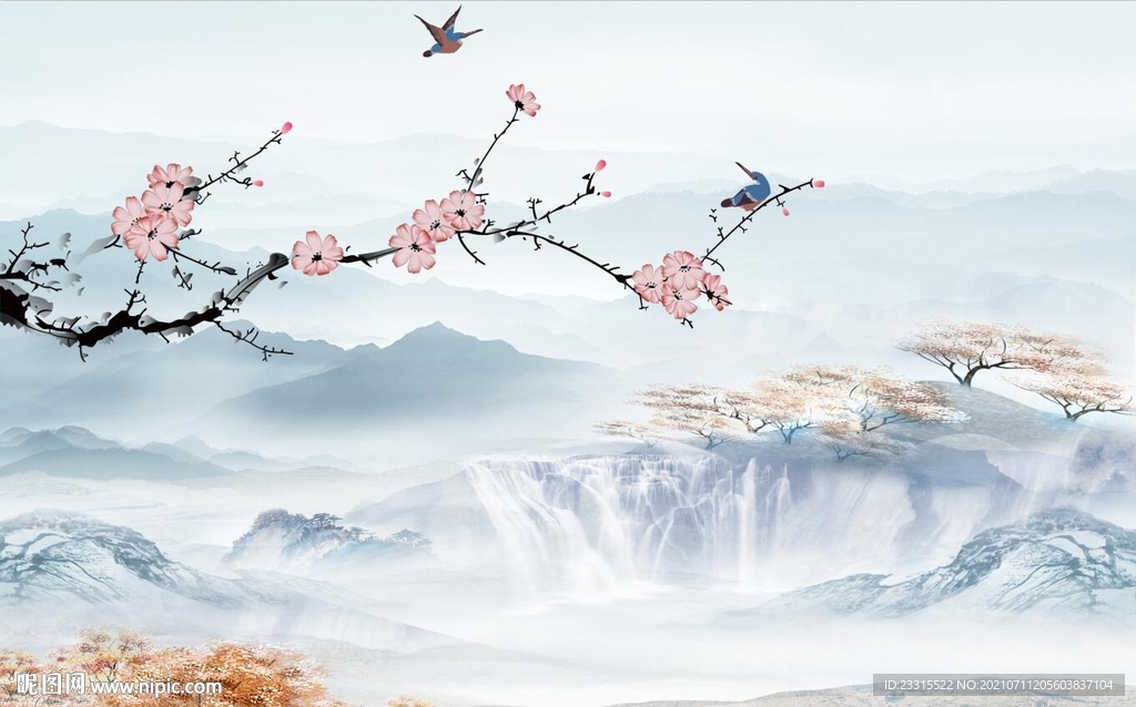 梅花中式电视背景墙