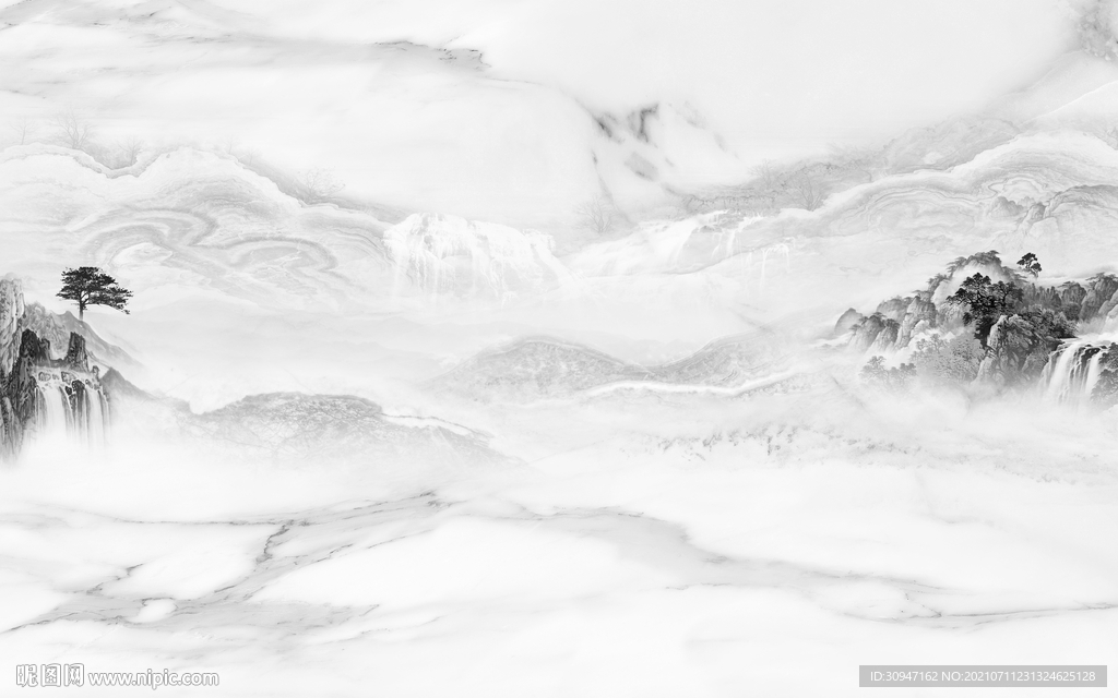 新款山水雅士白 tif合层画