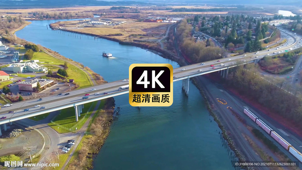 短视频素材航拍跨海大桥两岸美景
