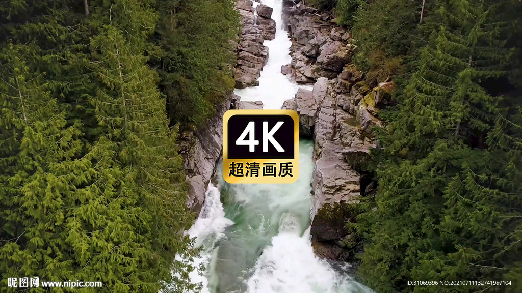 短视频素材航拍森林奔腾的河流