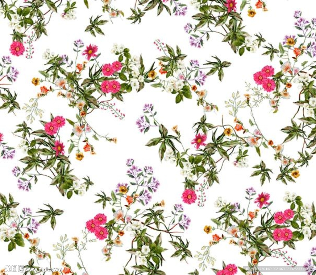 花朵叶子 数码印花