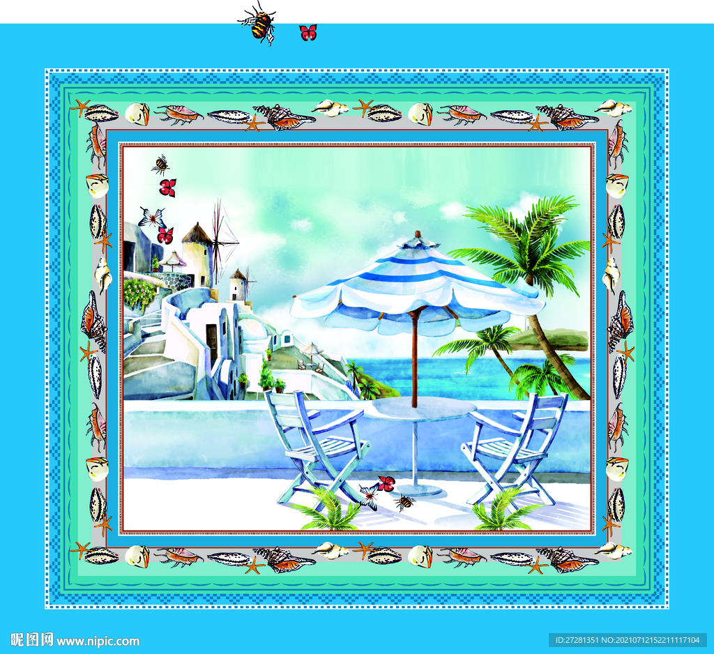 假日海边沙滩阳光