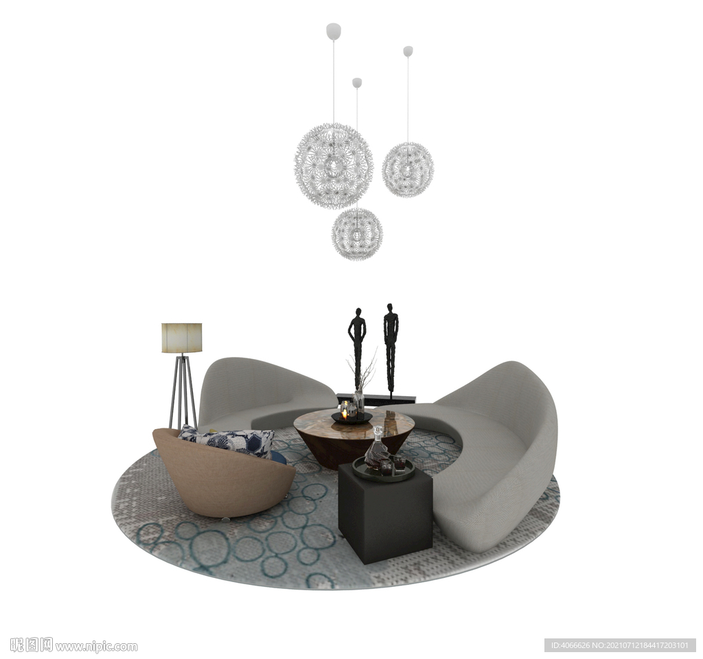 酒店环形沙发3d模型