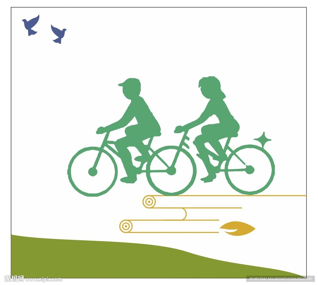 踩自行车剪影