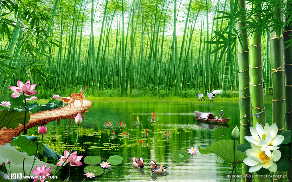 竹子竹林风景背景墙