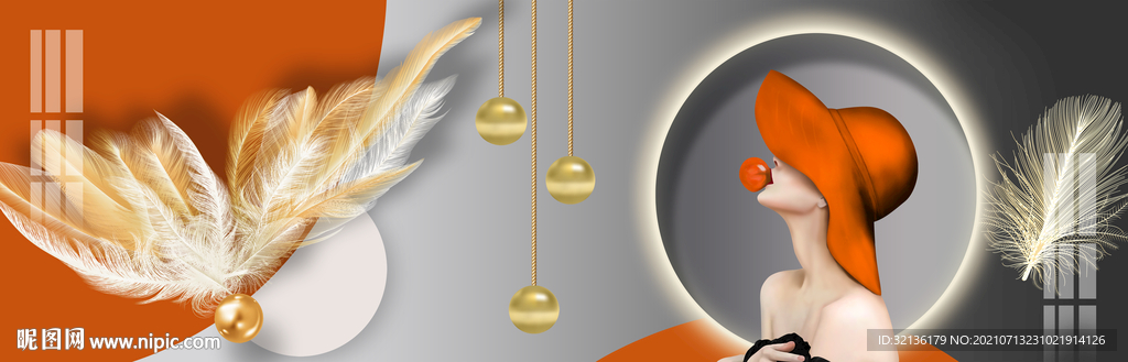 现代轻奢美女装饰画