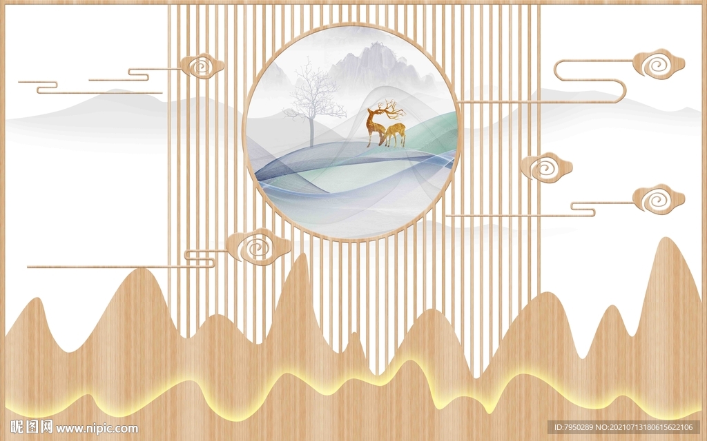 新中式电视背景墙