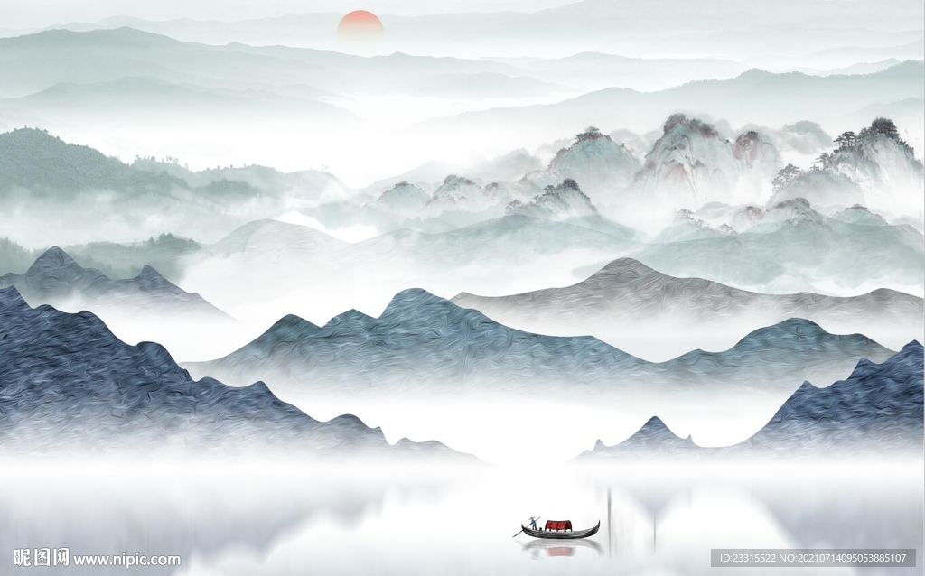 新中式山水背景墙