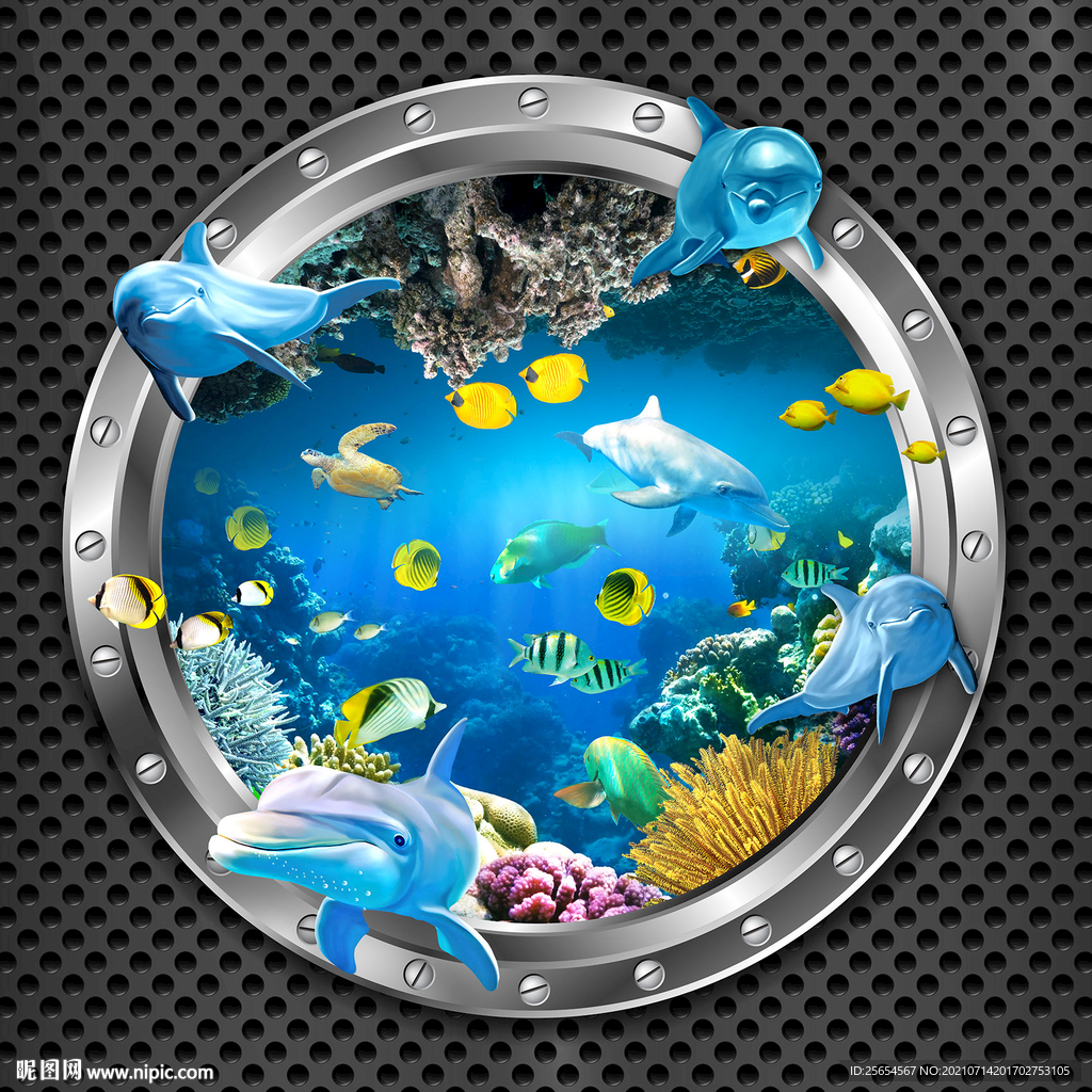 舷窗海底世界3D地板