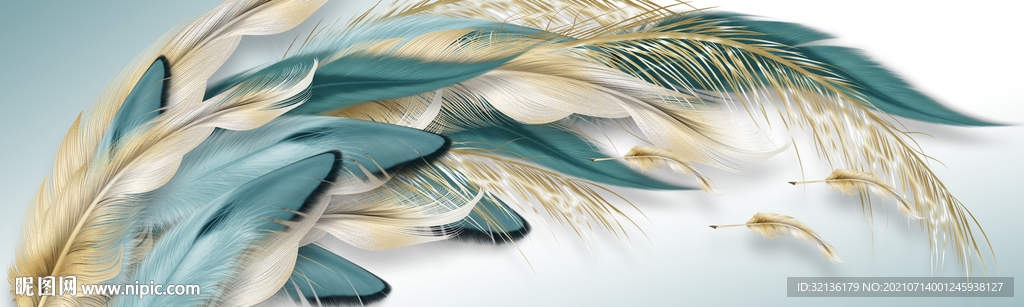 现代轻奢羽毛装饰画