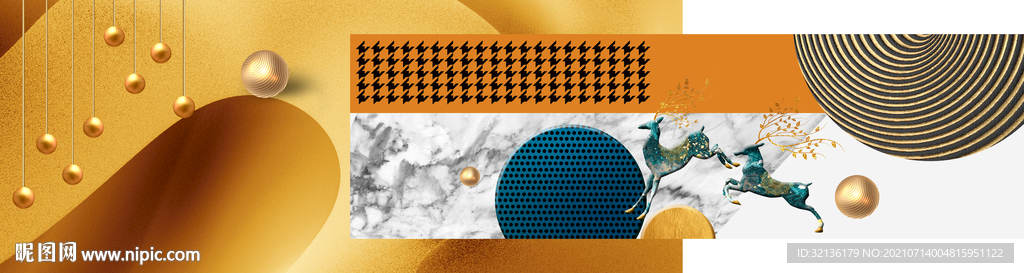 轻奢麋鹿装饰画