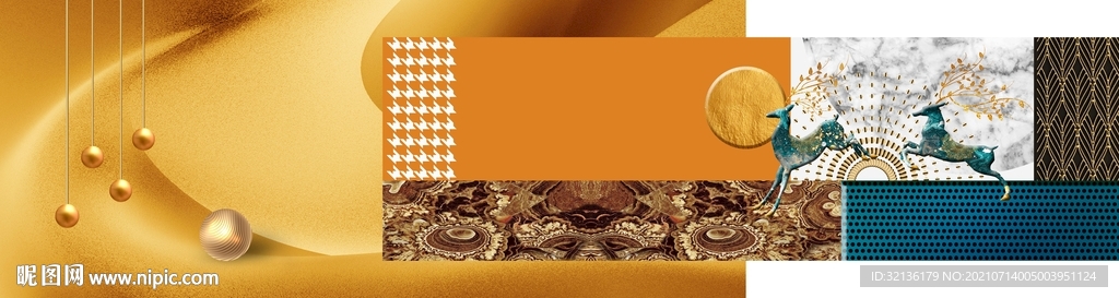 轻奢麋鹿装饰画