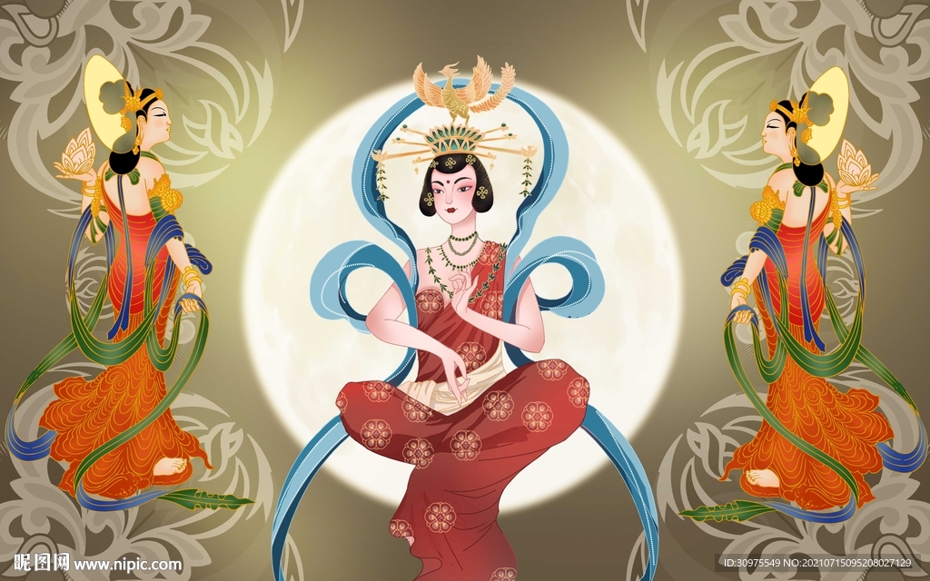 国潮敦煌仙女壁画