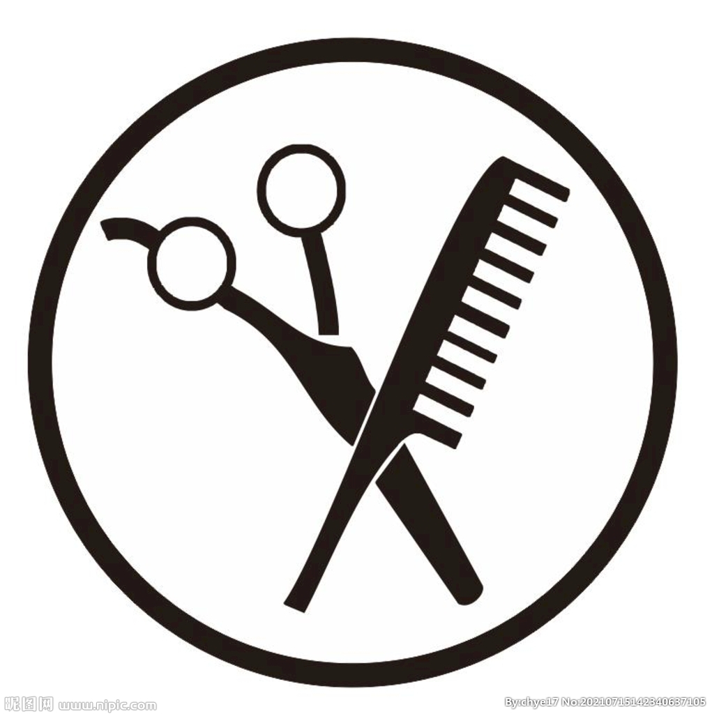 cmyk200共享分×关 键 词:剪刀 梳子 理发店标识 矢量标识 理发店标志