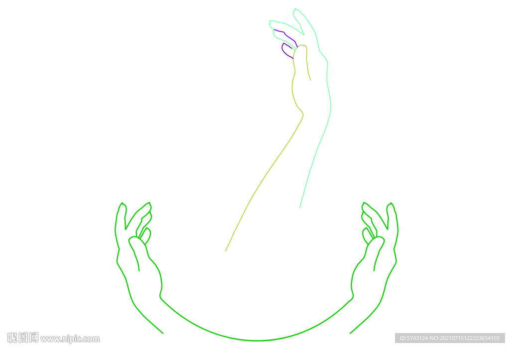 矢量可编辑双手线条