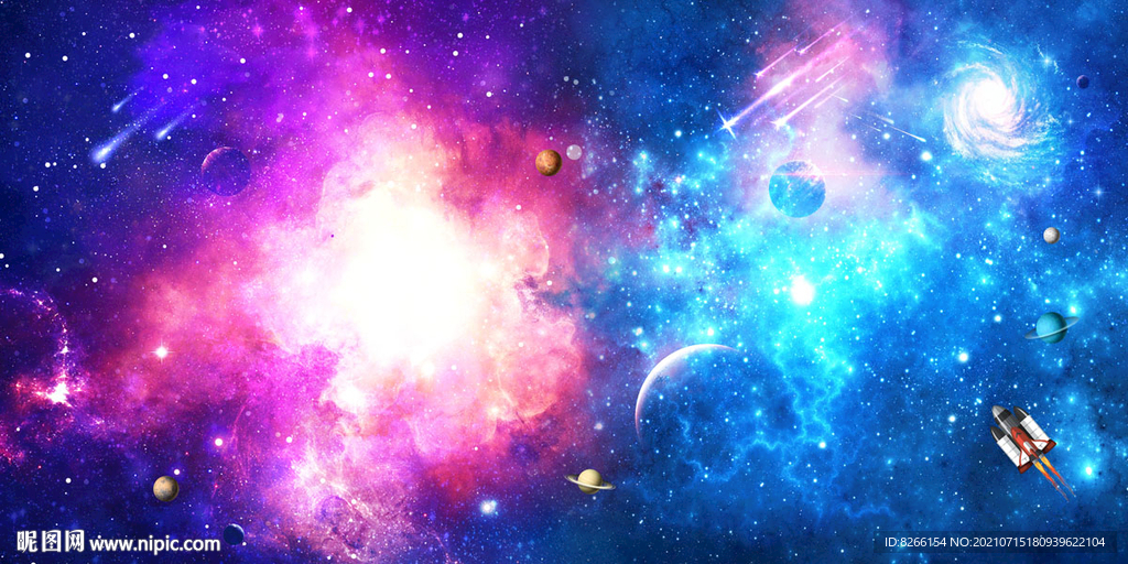 唯美梦幻星空璀璨星云银河系背景