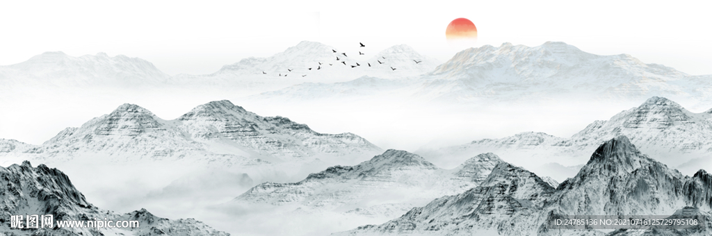 抽象山水床头画