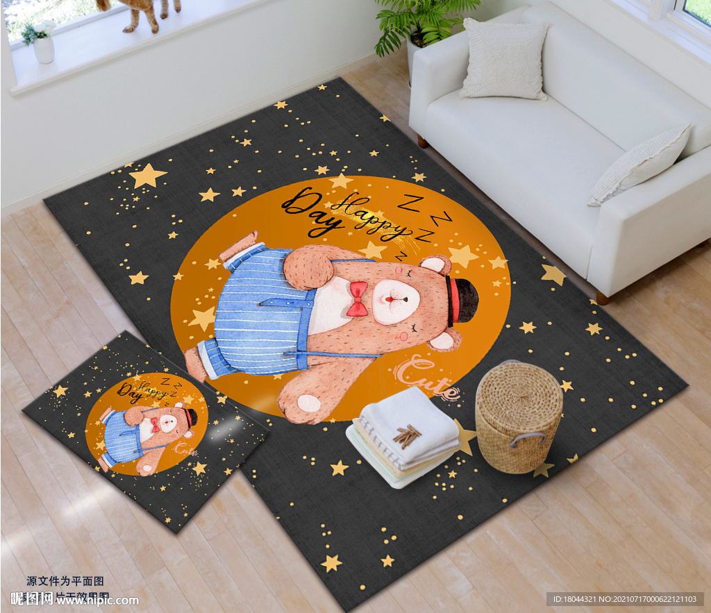 卡通可爱小熊星星地毯地垫