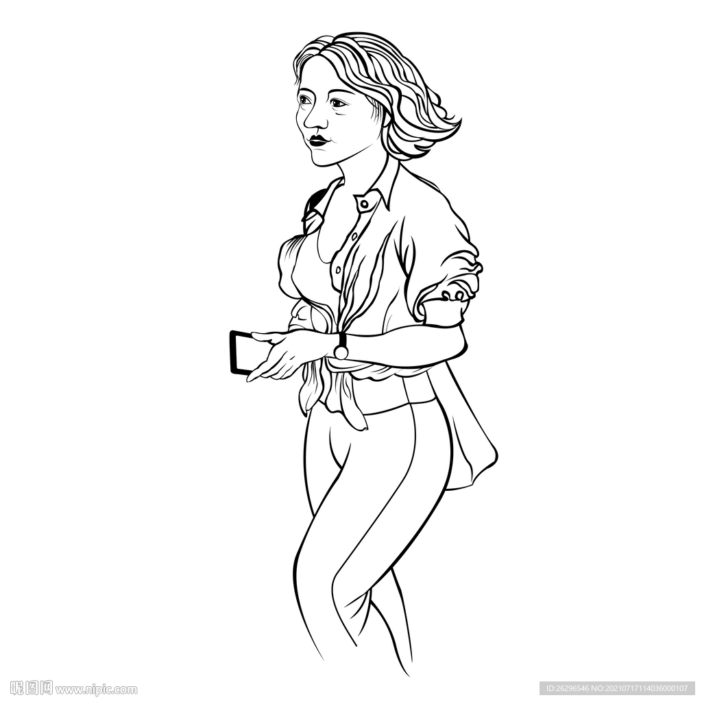 绘画美女矢量图
