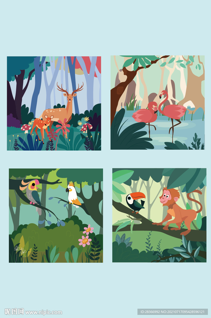 AI矢量森林动物插画