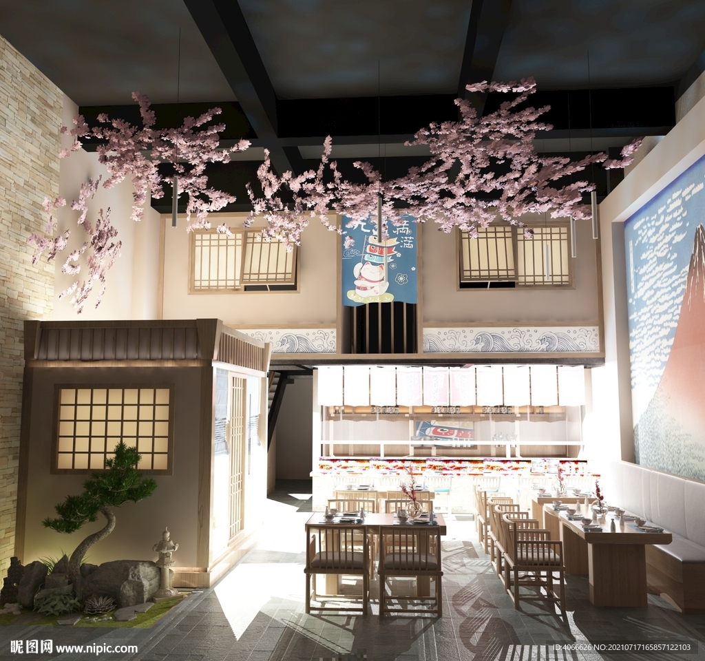 日式寿司店3d模型设计图__室内模型_3D设计_设计图库_昵图网