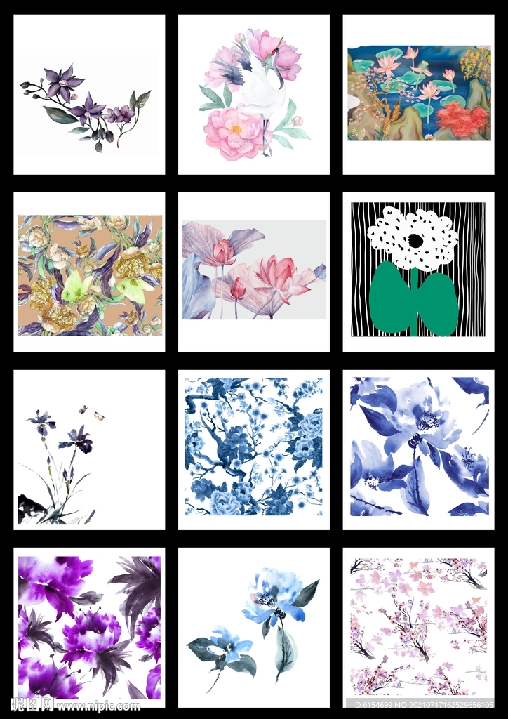 花卉插画印花图片