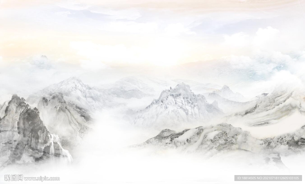 新中式山水客厅电视背景墙