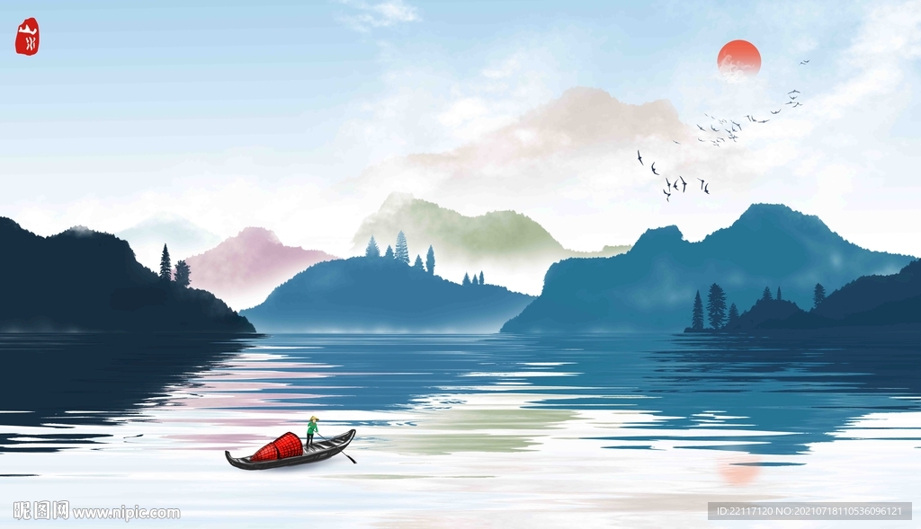 新中式水墨山水画