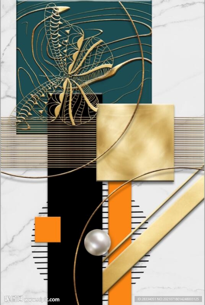 北欧风抽象几何图案玄关装饰画