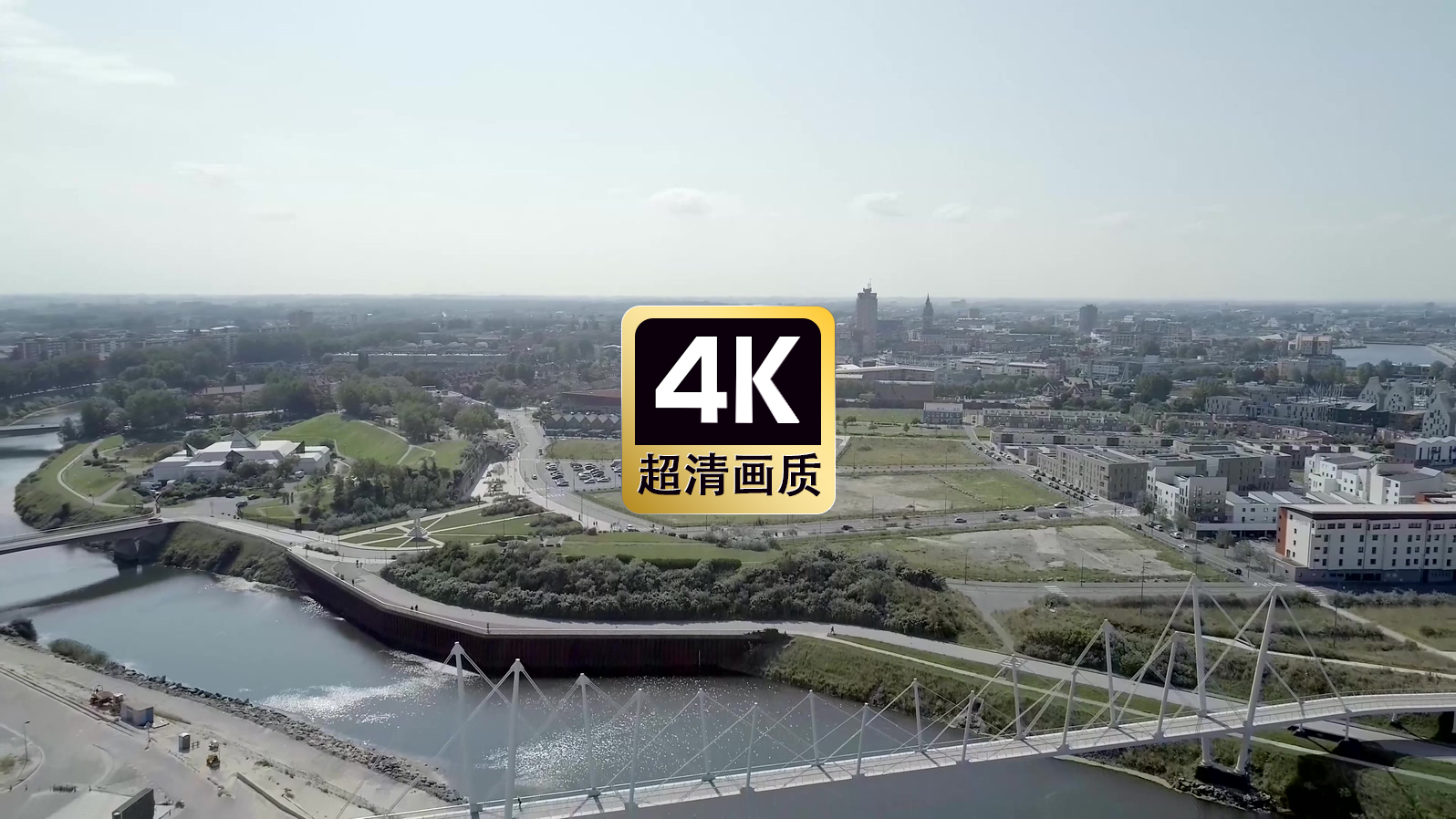 短视频素材航拍河流桥梁沙滩