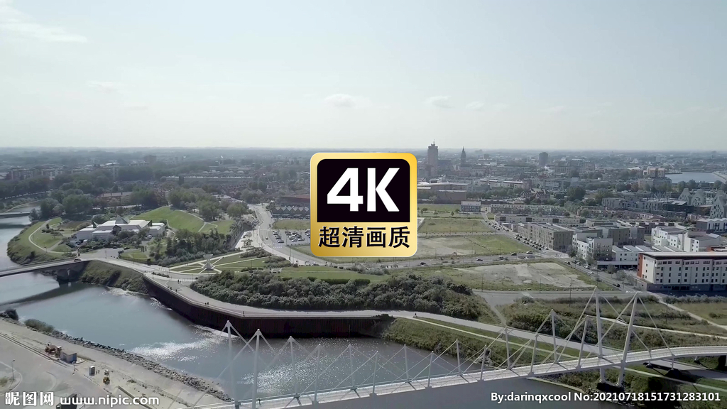 短视频素材航拍河流桥梁沙滩