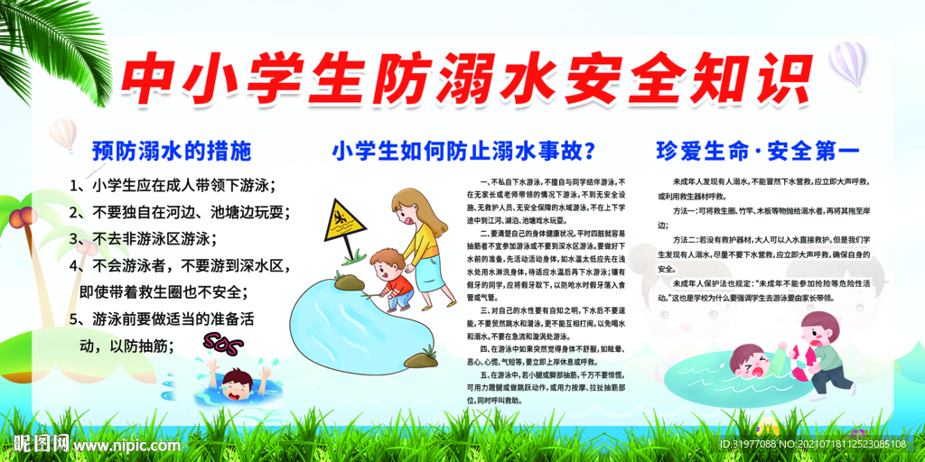 防溺水安全知识展板