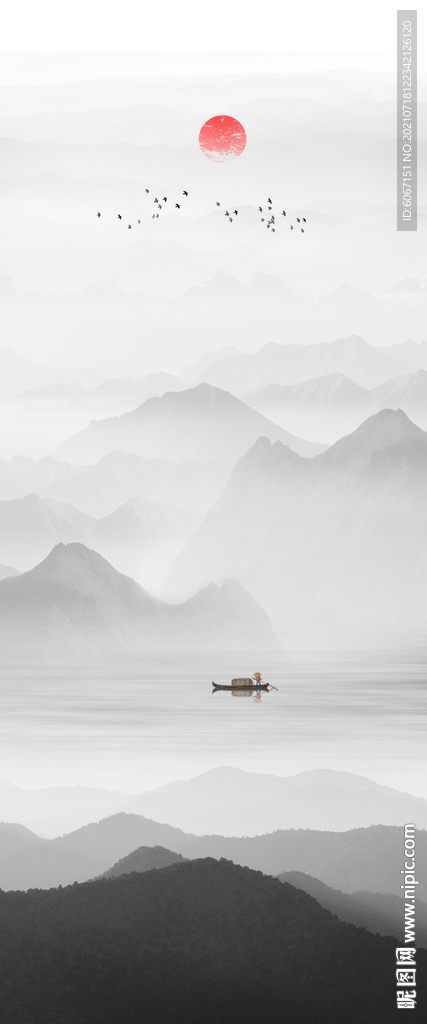竖幅山水画