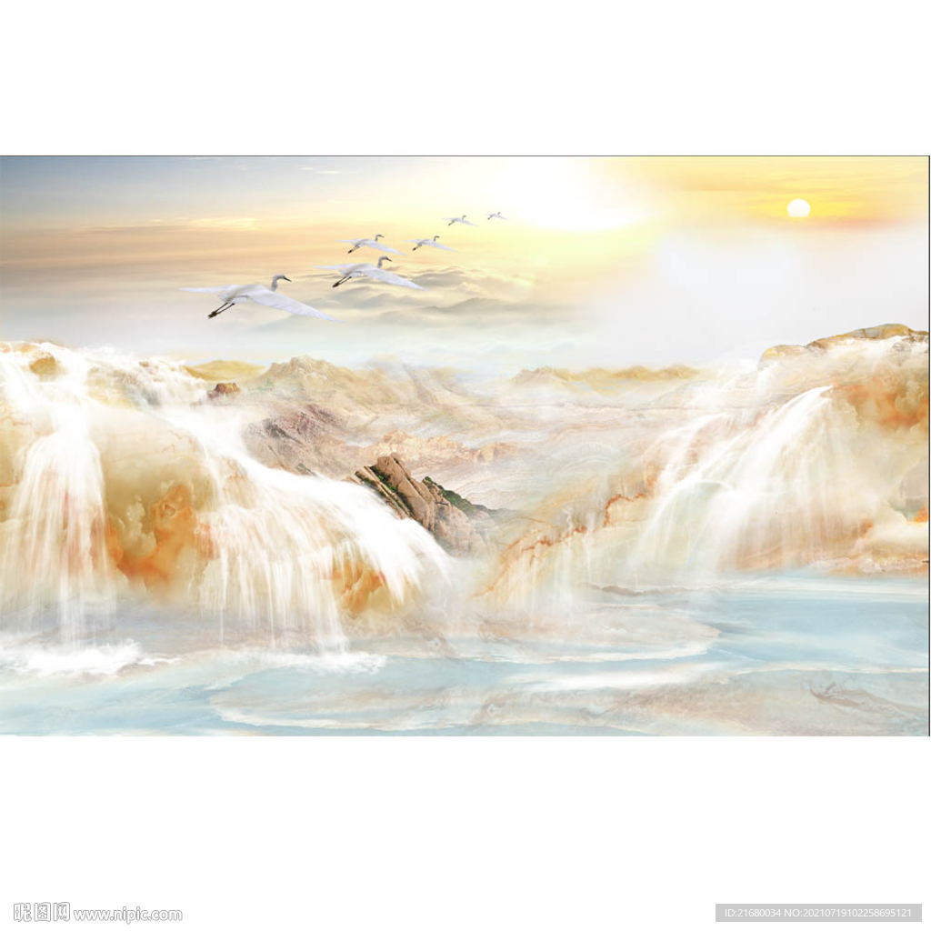 大理石纹山水背景墙