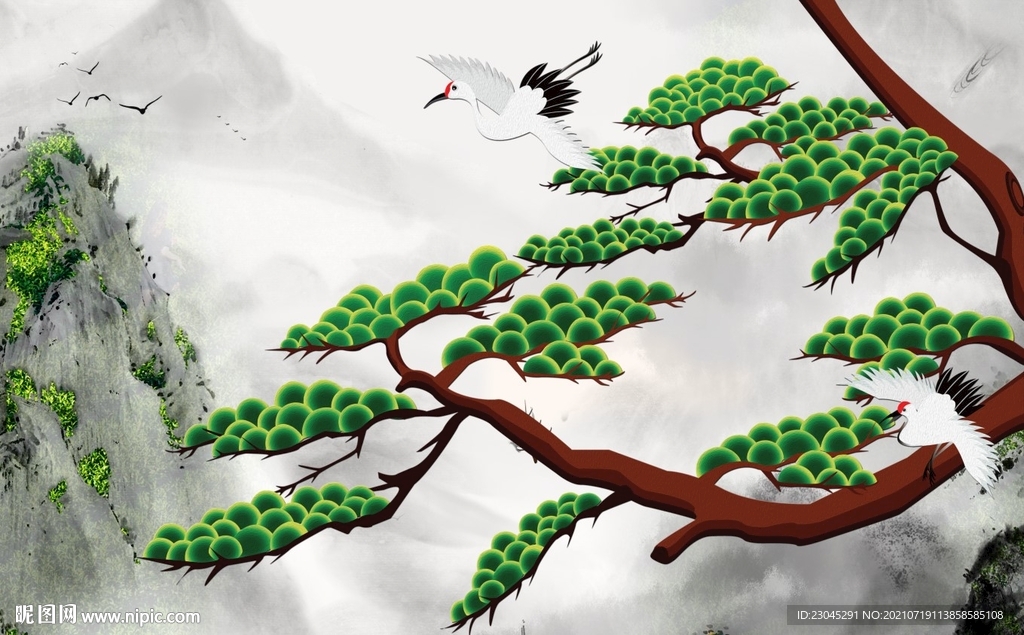 新中式山水背景墙