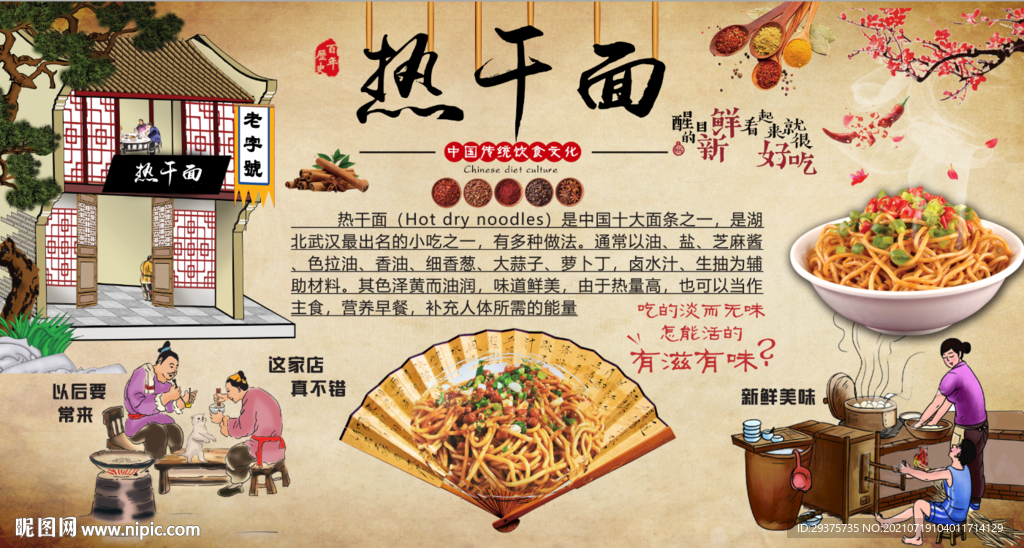 热干面工装背景墙