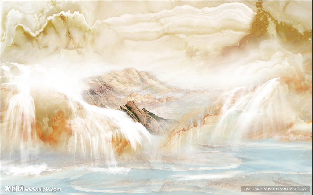 大理石纹山水背景墙