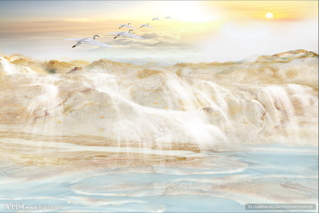 大理石纹山水背景墙