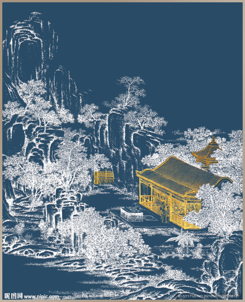 历代国画山水线稿