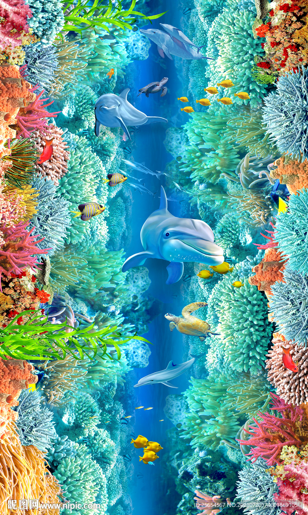 海藻热带鱼3D地板