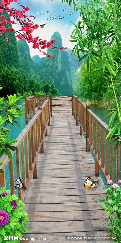 流水生财瀑布小路玄关