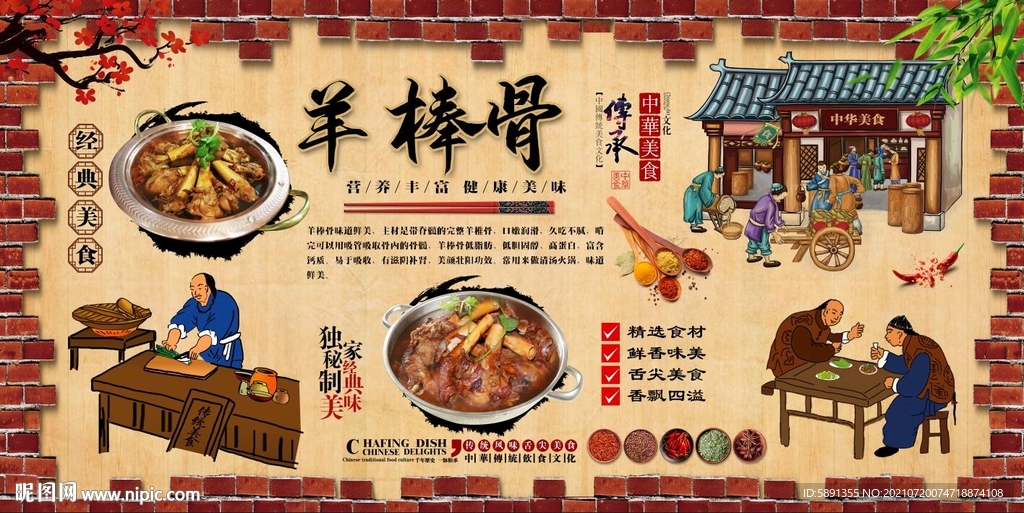 羊棒骨背景墙