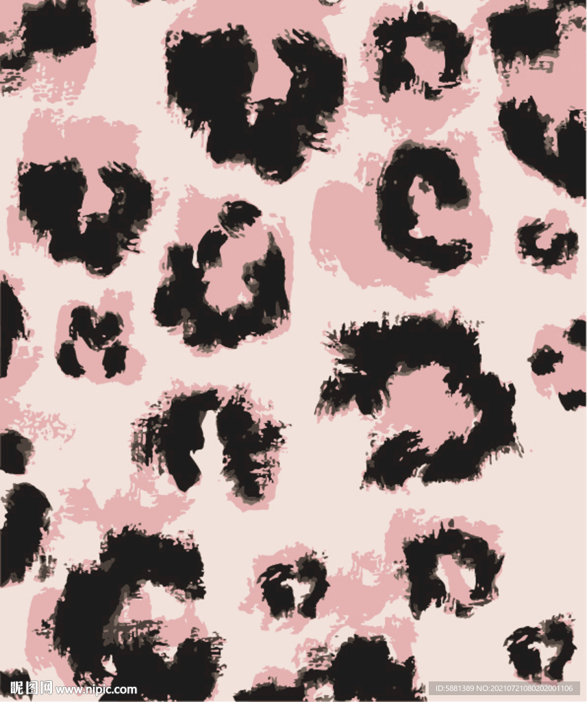 粉色黑色豹纹面料花型背景底纹