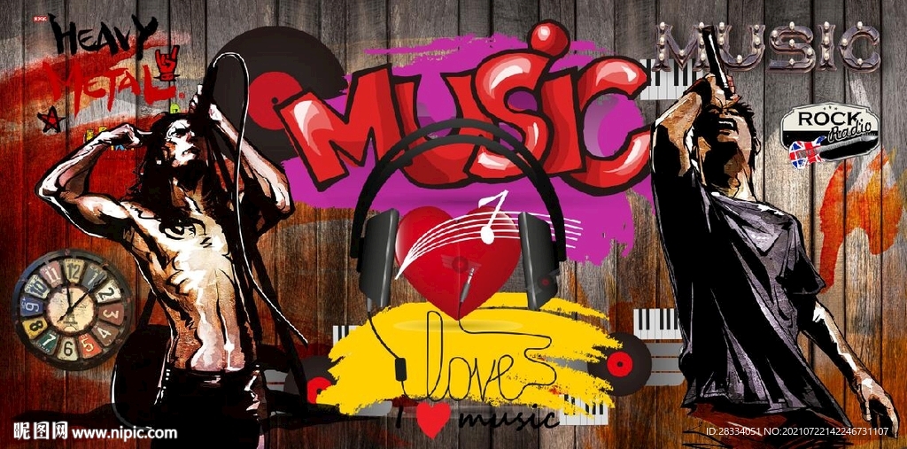 欧美风MUSIC酒吧KTV壁画