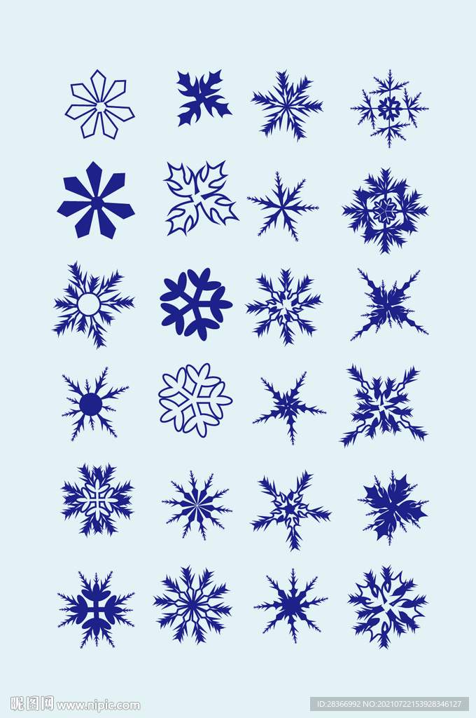 AI矢量雪花形状元素