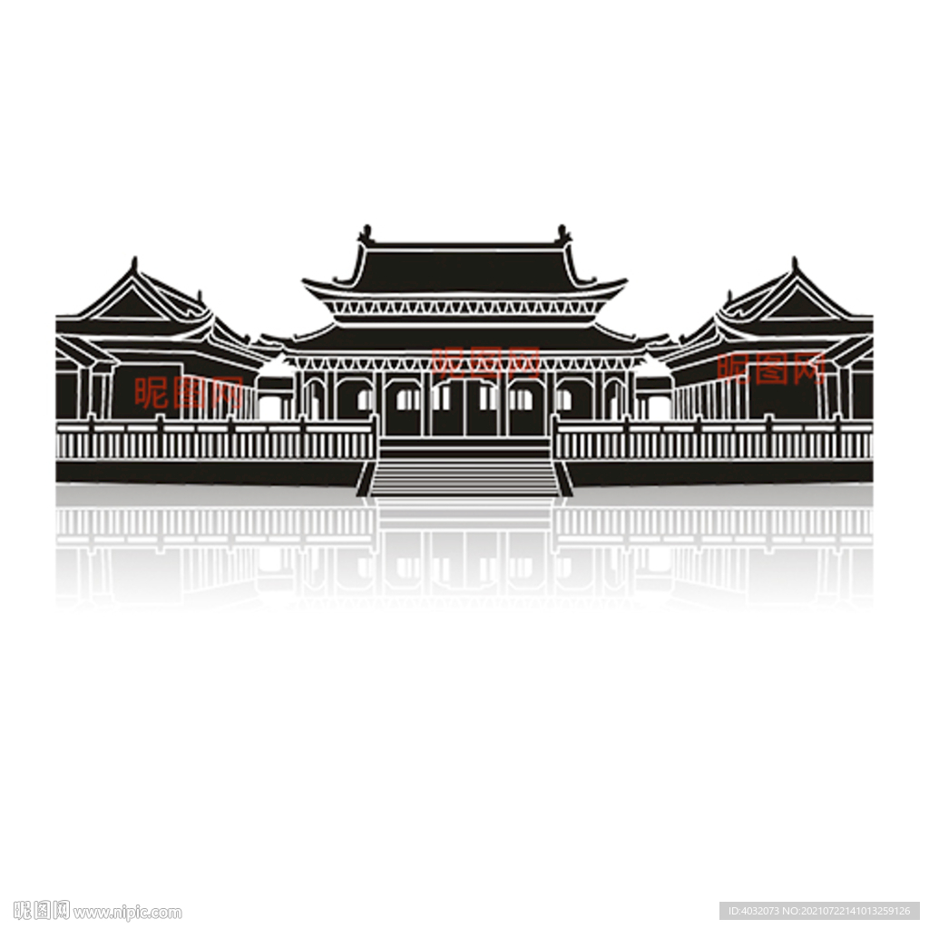 中国古典建筑宫殿剪影图片
