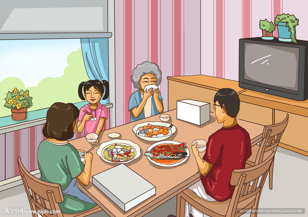 手绘全鱼宴家庭晚餐