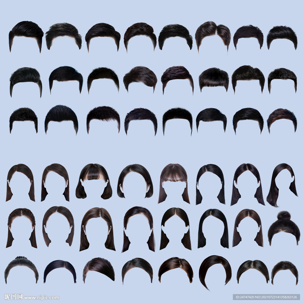 证件照发型男女